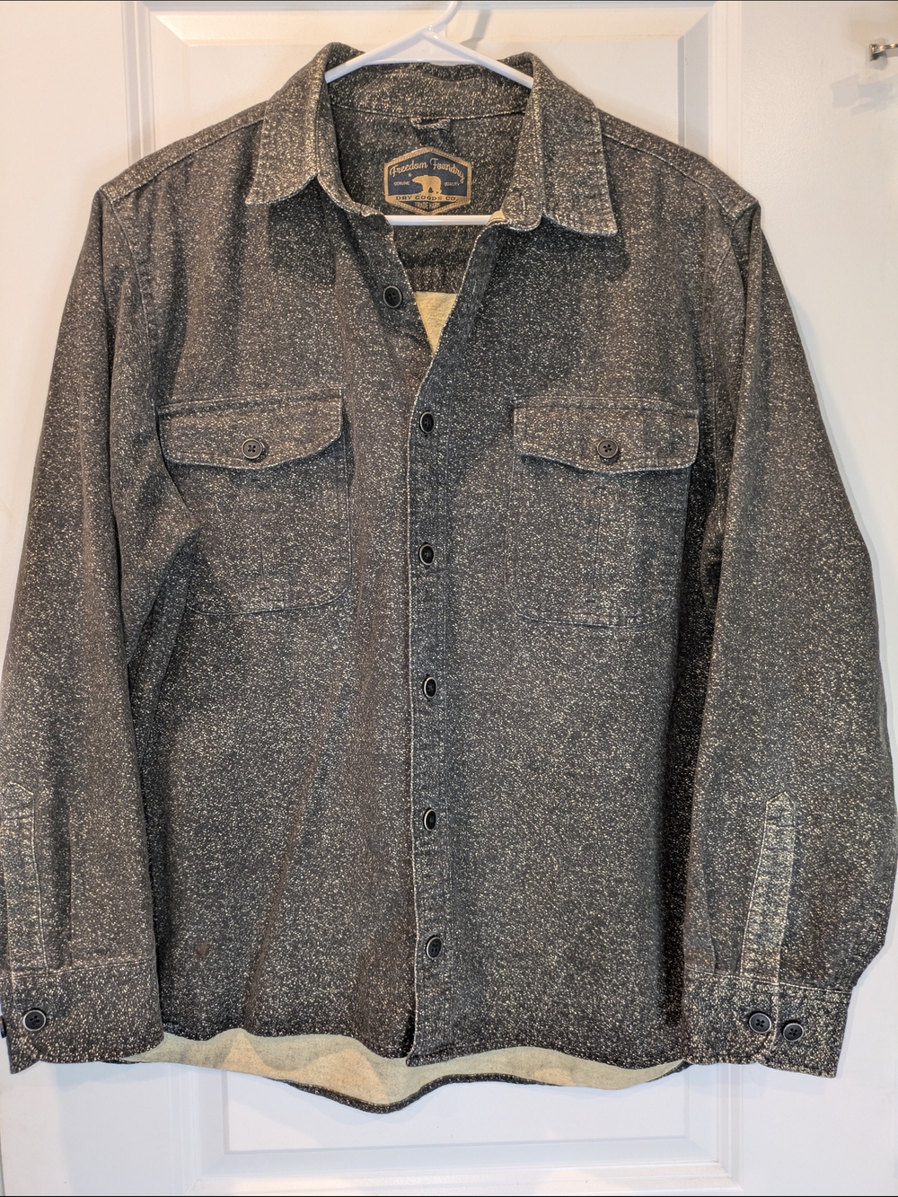 Freedom Foundry Dry Goods Co Button Up Shirt Jacket Gray Speckled Workwear Men’s